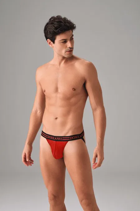 File Detaylı Erkek Jockstrap String Somon Doreanse 1006 - Kırmızı