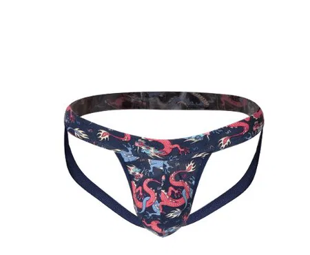 Renkli Ejderha Desenli Jockstrap String Doreanse 1026 - Lacivert