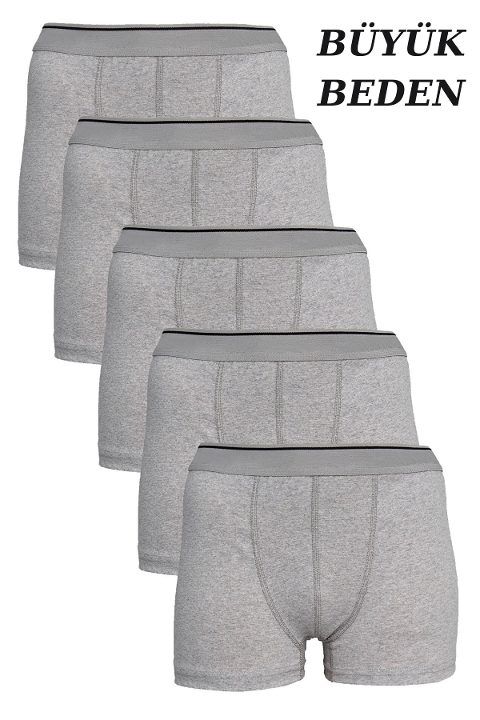 Pamuklu Elastan Gri Boxer Arma Yıldız 1177 - Gri