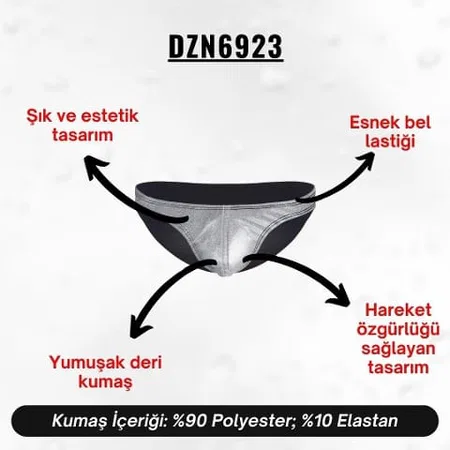 Darkzone Erkek Gri Deri Slip  Darkzone DZN6923 - Görsel 8
