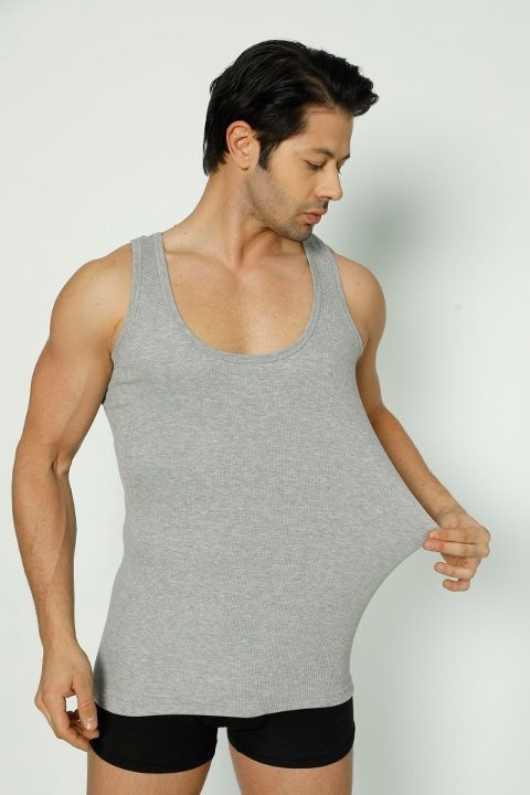 Gri Fitilli Pamuklu Atlet Erkek Arma 1187 - 2