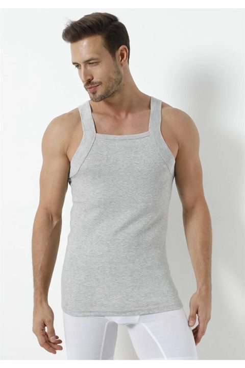 Pamuklu Geniş Biyeli Atlet 3lü Paket Arma Yıldız 1135 - Gri