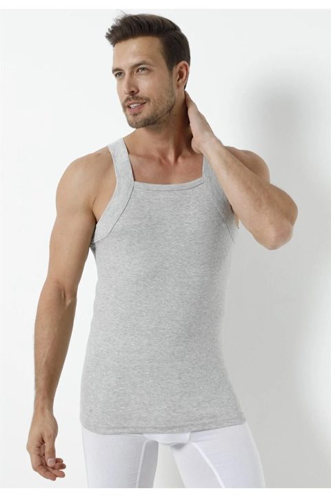 Gri Pamuklu Geniş Biyeli Atlet Erkek Arma 1135