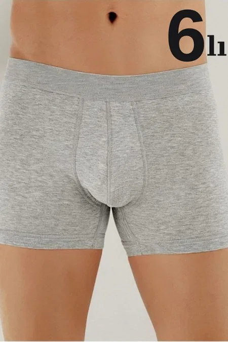 Likralı Gri Erkek Boxer 6'lı Paket Arma Yıldız 1144 - Gri