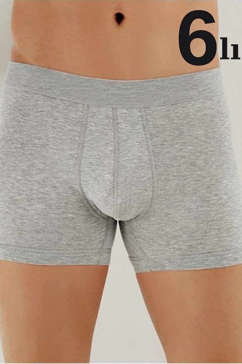 Likralı Gri Erkek Boxer 6'lı Paket Arma Yıldız 1144