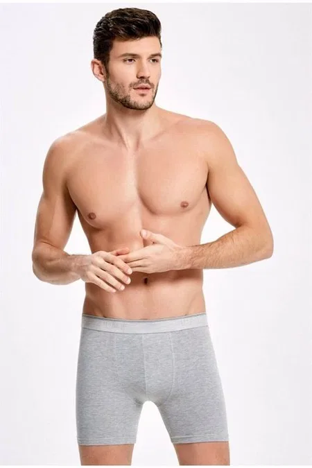 Likralı Esnek Bel Uzun Boxer Arma Yıldız 1173 - Gri