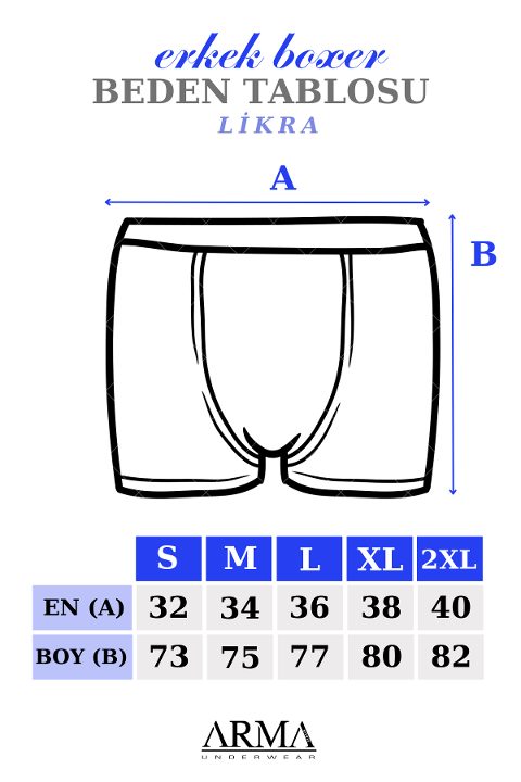 Likralı Esnek Bel Uzun Boxer Arma Yıldız 1173 - 2
