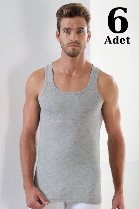 Pamuklu Ribana Kesim Erkek Atlet Arma Yıldız 1107 - Gri