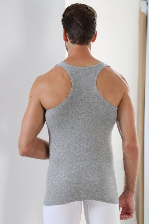 Pamuklu Ribana Gri Erkek Atlet 3'lü Paket Arma 1008 - Gri