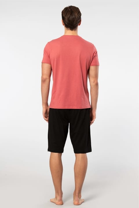 Kısa Kollu Modal Pamuklu Pijama Takımı Cacharel 2193 - Mercan