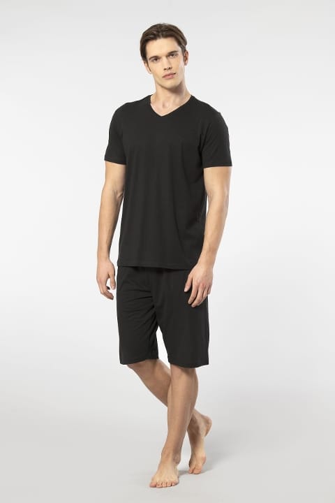 Modal Pamuklu Kısa Kollu Şortlu Pijama Takımı Cacharel 2193 - 2