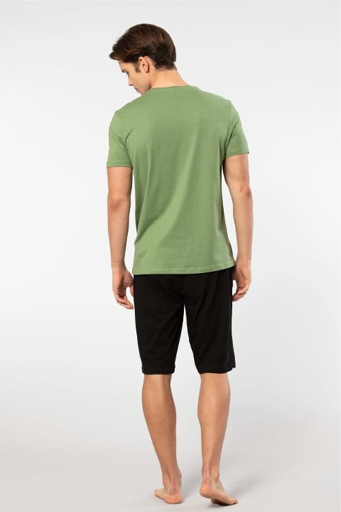 Modal Cepli Kısa Kollu Erkek Bermuda Pijama Takımı Cacharel 2193 - Yeşil