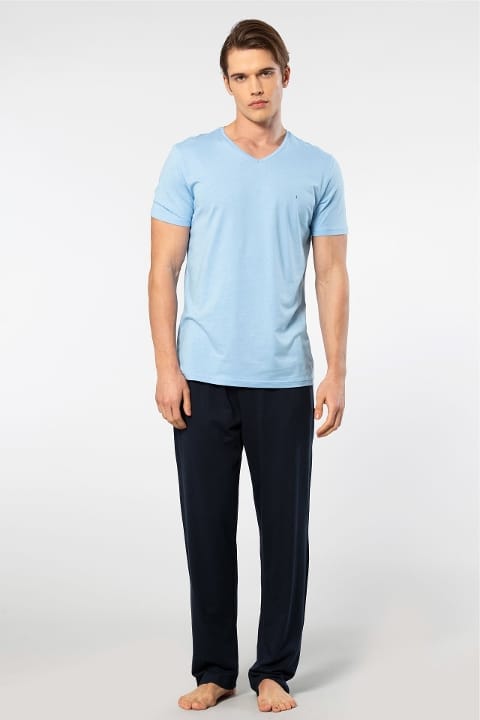 Kısa Kollu Modal Pamuk Erkek Pijama Takımı Cacharel 2192
