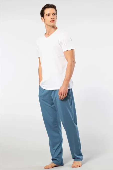 Modal Pamuk Kısa Kollu Erkek Pijama Takımı Cacharel 2192 - Beyaz