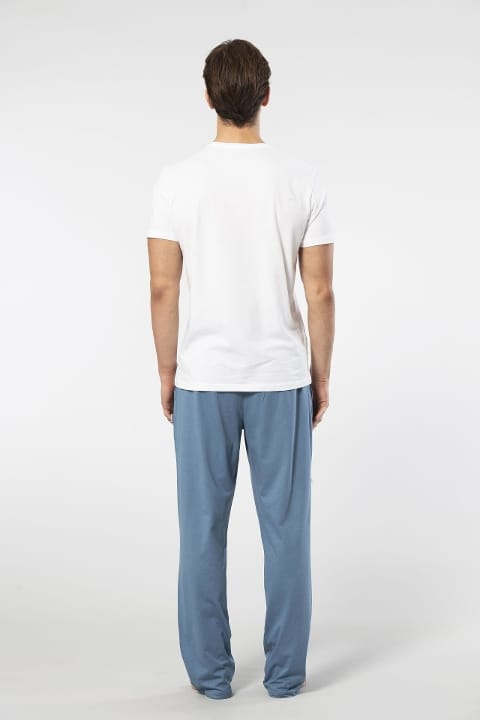 Modal Pamuk Kısa Kollu Erkek Pijama Takımı Cacharel 2192 - Beyaz
