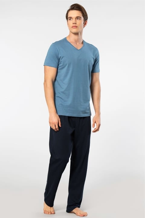 Pamuklu Sarı Kısa Kollu Erkek Pijama Takımı Cacharel 2192 - İndigo