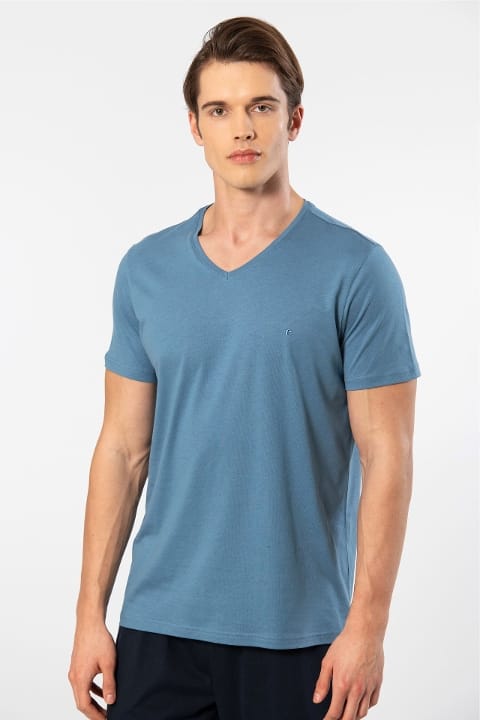 Pamuklu Sarı Kısa Kollu Erkek Pijama Takımı Cacharel 2192 - İndigo