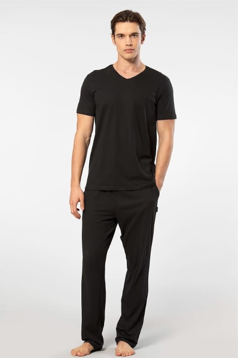Kısa Kollu Cepli V Yaka Modal Erkek Pijama Takımı Cacharel 2192