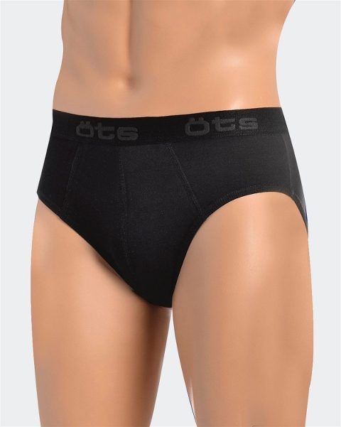 Pamuklu Likralı Dıştan Lastikli Erkek Slip ÖTS 2209 - Siyah