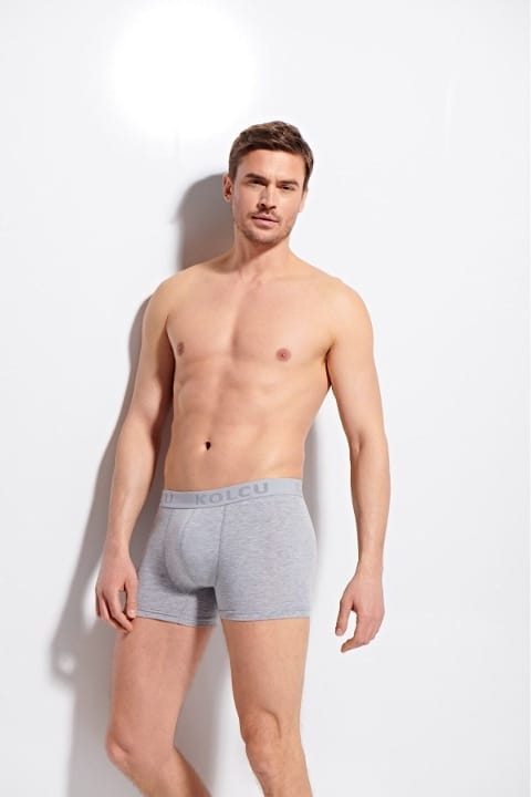 Pamuklu Esnek Yüksek Bel Boxer Kolcu 1340 - Gri