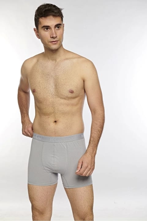 Pamuklu Esnek Yüksek Bel Boxer Kolcu 1340 - Gri