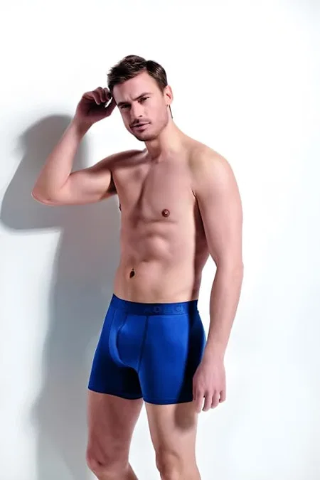 Pamuklu Esnek Yüksek Bel Boxer Kolcu 1340 - Mavi