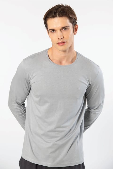 Modal Pamuklu Bisiklet Yaka Erkek T-shirt Cacharel 2242