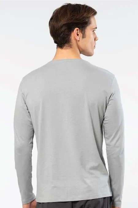 Modal Pamuklu Bisiklet Yaka Erkek T-shirt Cacharel 2242 - Gri