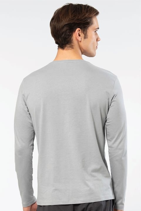 Modal Pamuklu Bisiklet Yaka Erkek T-shirt Cacharel 2242 - Gri