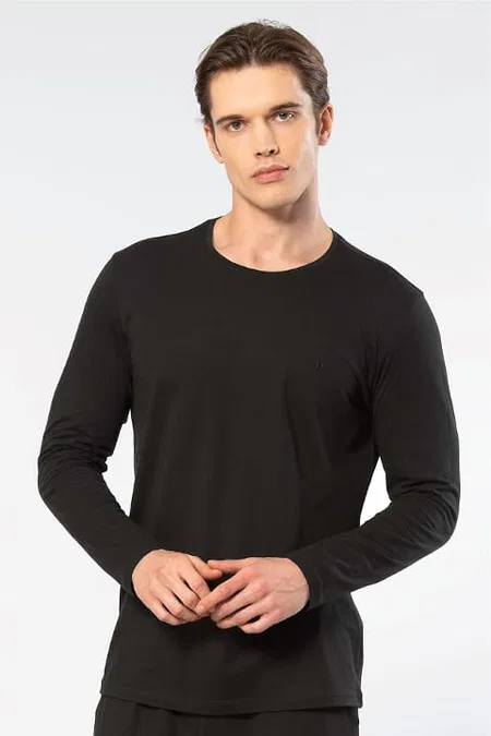Modal Pamuk Bisiklet Yaka Erkek T-shirt Cacharel 2242 - Siyah