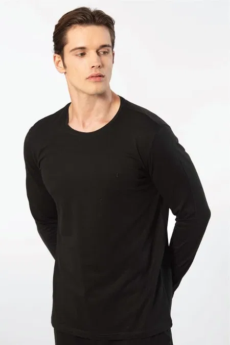 Modal Pamuk Bisiklet Yaka Erkek T-shirt Cacharel 2242 - Siyah