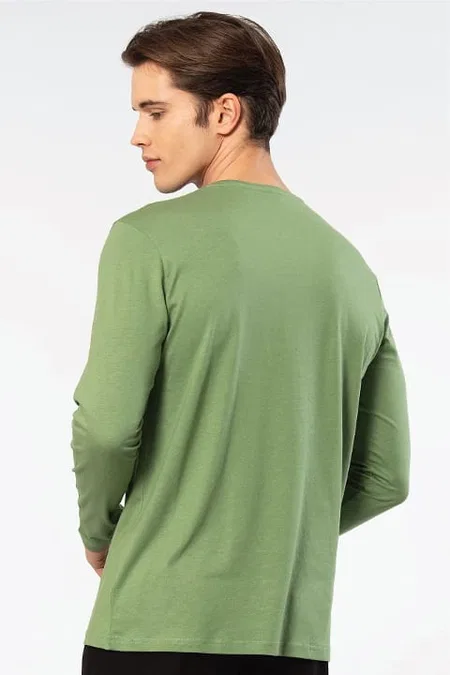 Modal Pamuklu Bisiklet Yaka Erkek T-shirt Cacharel 2242 - Yeşil
