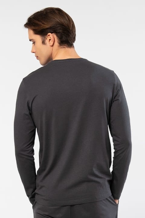 Modal Pamuk V Yaka Kısa Kol Erkek T-shirt Cacharel 2243 - Antrasit