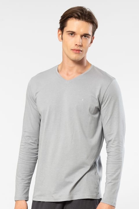 Gri Modal Pamuk V Yaka Erkek Atlet Cacharel 2243 - Gri