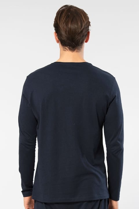 V Yaka Uzun Kollu Pamuklu Modal Erkek T-shirt Cacharel 2243 - Lacivert