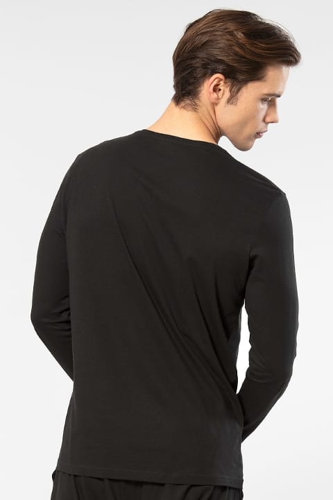 V Yaka Modal Pamuklu Erkek T-shirt Cacharel 2243 - Siyah