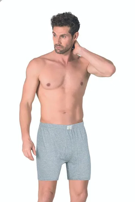 Esnek Bel Lastiği Pamuklu Boxer Külot Özkan 0043 - Gri