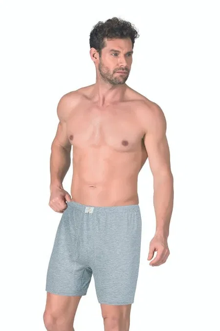 Esnek Bel Lastiği Pamuklu Boxer Külot Özkan 0043 - Gri