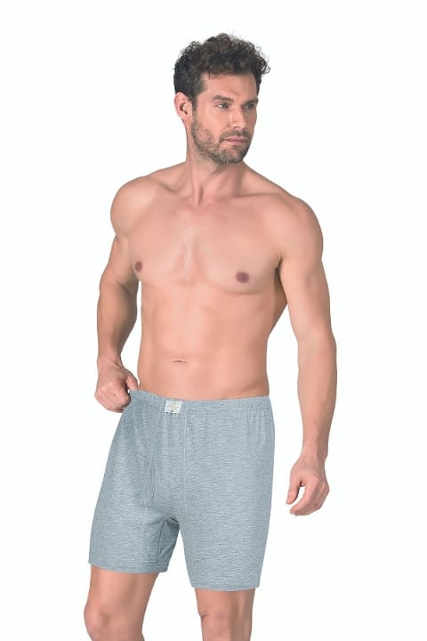 Esnek Bel Lastiği Pamuklu Boxer Külot Özkan 0043 - Gri