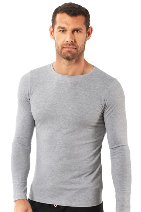 Pamuklu Likralı Uzun Kol T-Shirt Fanila Özkan 0266 - Gri