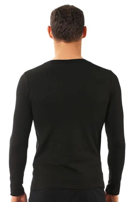Pamuklu Likralı Uzun Kol T-Shirt Fanila Özkan 0266 - Siyah