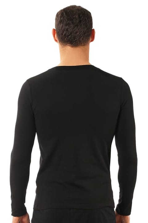 Pamuklu Likralı Uzun Kol T-Shirt Fanila Özkan 0266 - Siyah