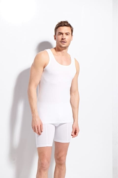 Pamuklu Premium Kalite Erkek Atlet Kolcu 1100 - Beyaz