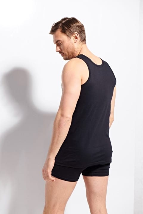 Pamuklu Premium Kalite Erkek Atlet Kolcu 1100 - Siyah