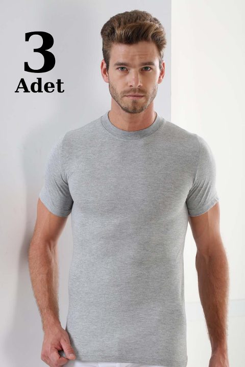 Pamuklu Gri O Yaka Atlet Erkek Arma Yıldız 1004 - Gri