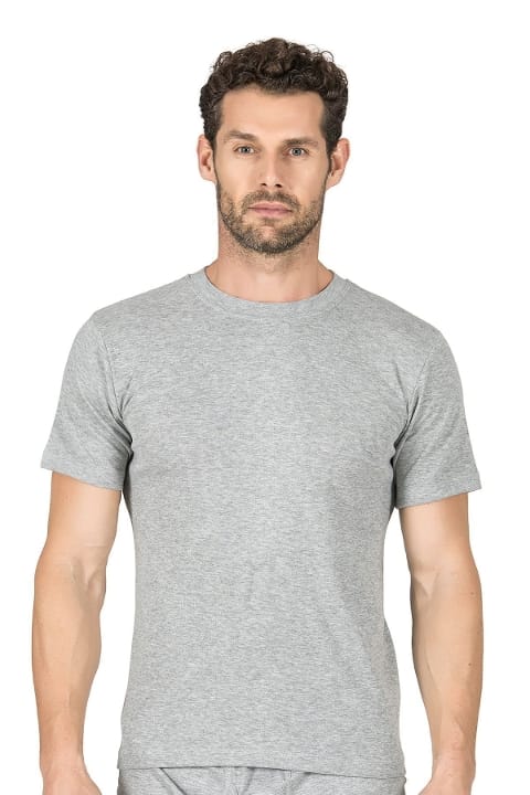 Ribana Esnek Kapalı Yaka Yarım Kol Atlet Özkan 0116 - Gri