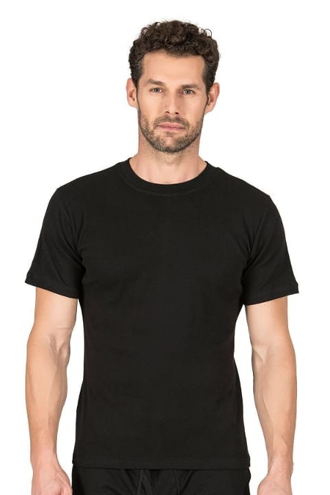 Ribana Esnek Kapalı Yaka Yarım Kol Atlet Özkan 0116 - Siyah