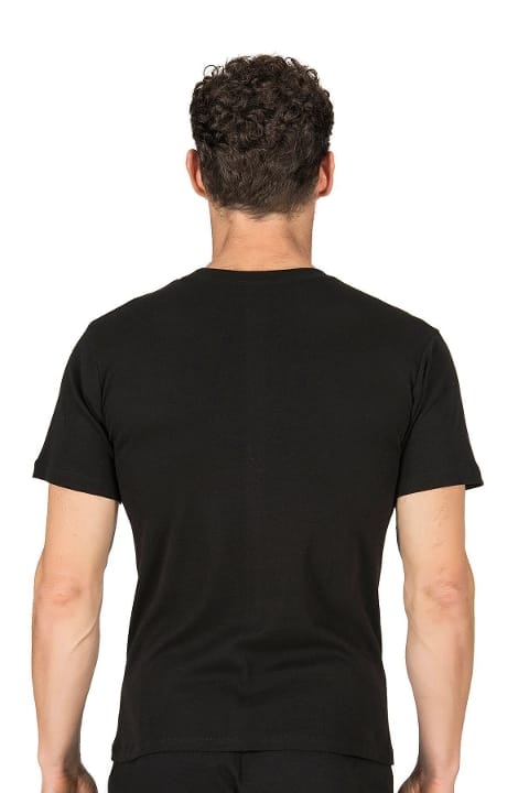 Ribana Esnek Kapalı Yaka Yarım Kol Atlet Özkan 0116 - Siyah