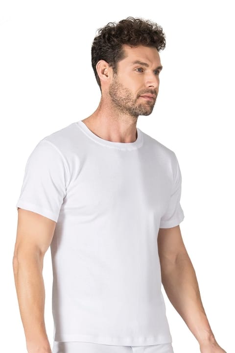 Ribana Esnek Kapalı Yaka Yarım Kol Atlet Özkan 0116 - Beyaz