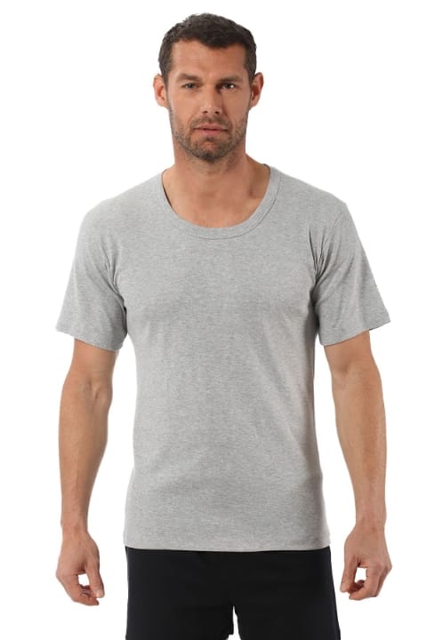 Ribana Pamuklu Geniş Yaka Kısa Kollu Fanila Özkan 0115 - Gri